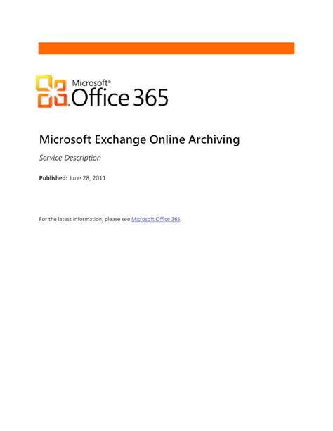 Exchange Online Archiving service description .